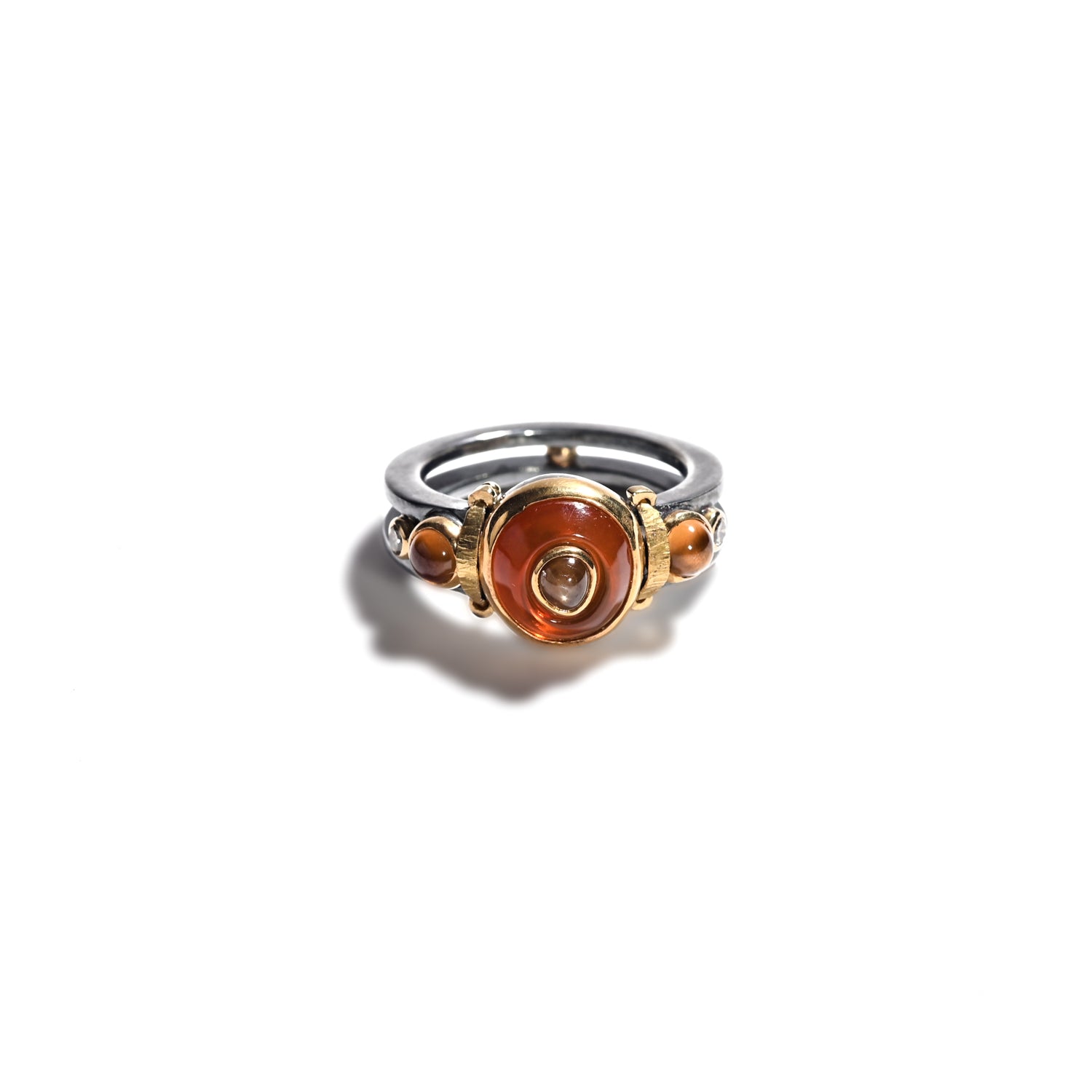 Mexican Jelly Opal and Orange Sapphire Ring