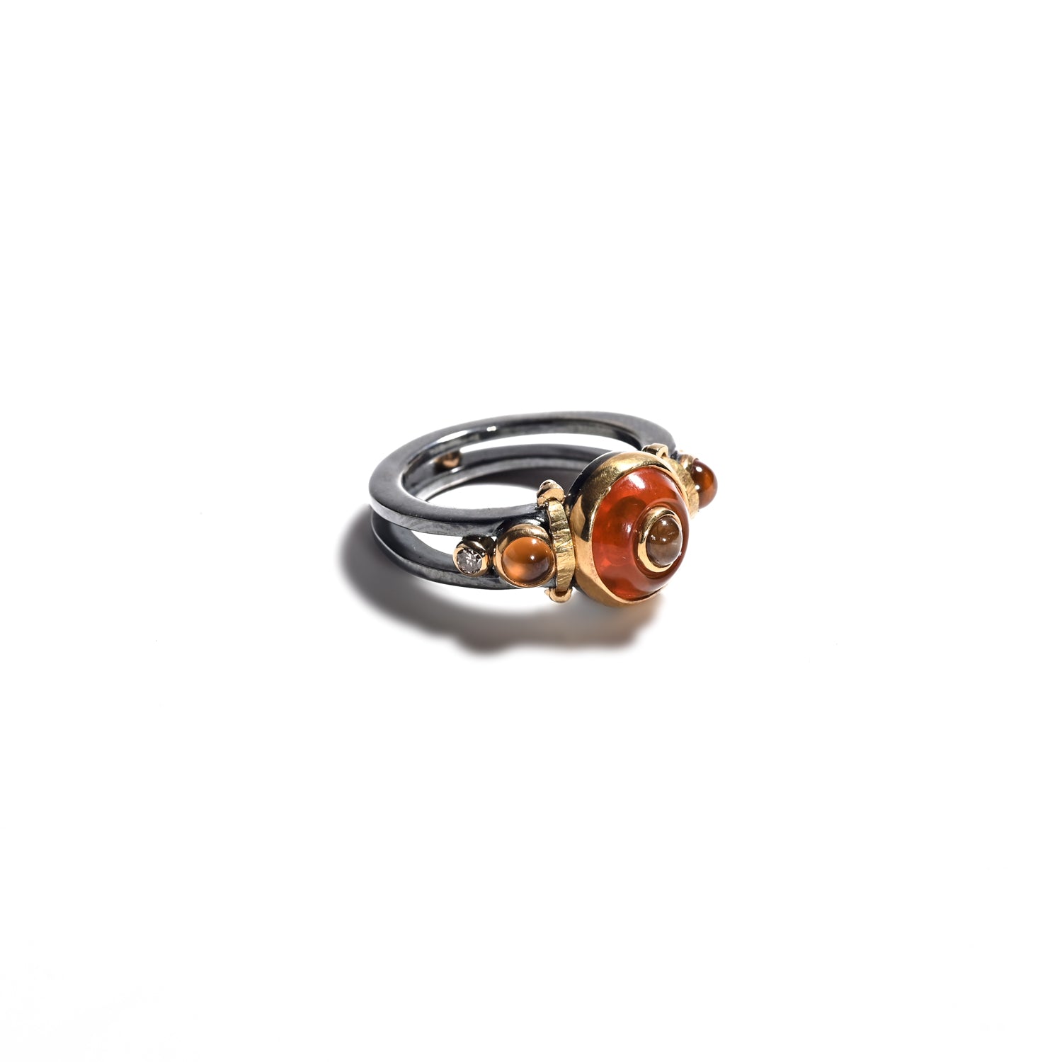 Mexican Jelly Opal and Orange Sapphire Ring