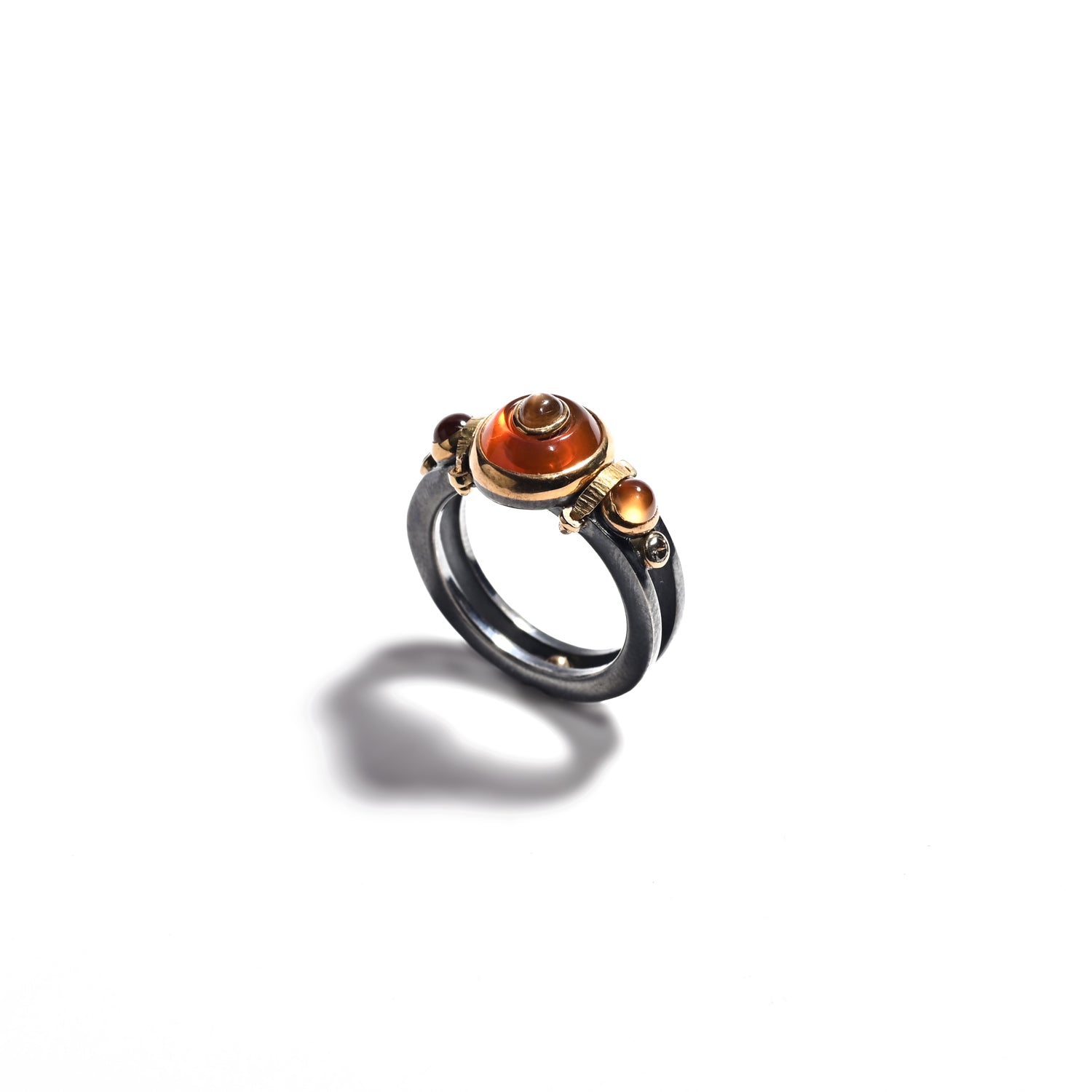 Mexican Jelly Opal and Orange Sapphire Ring