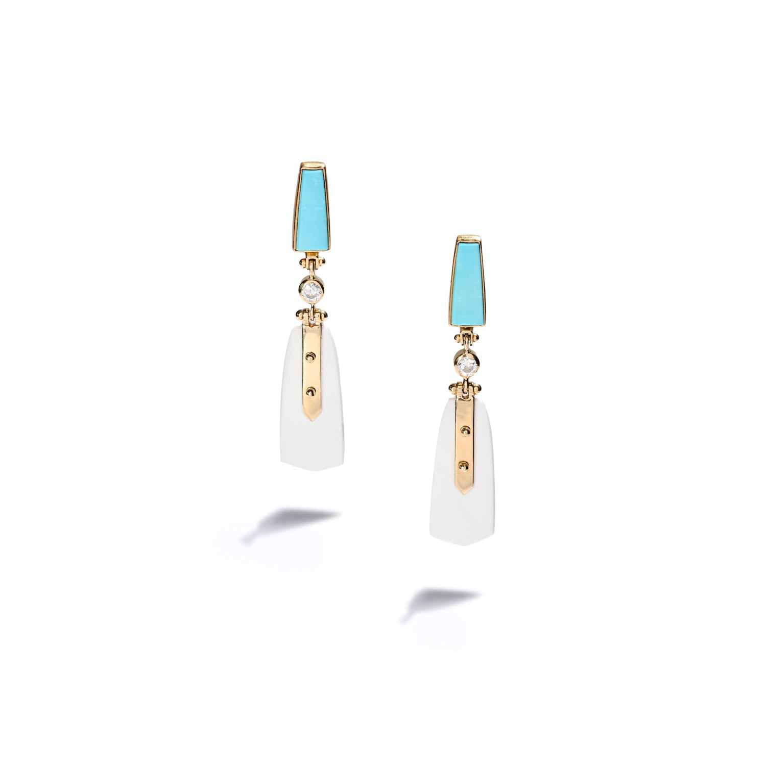 Persian Turquoise and Coconut Agate Earrings