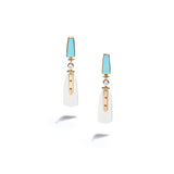 Persian Turquoise and Coconut Agate Earrings