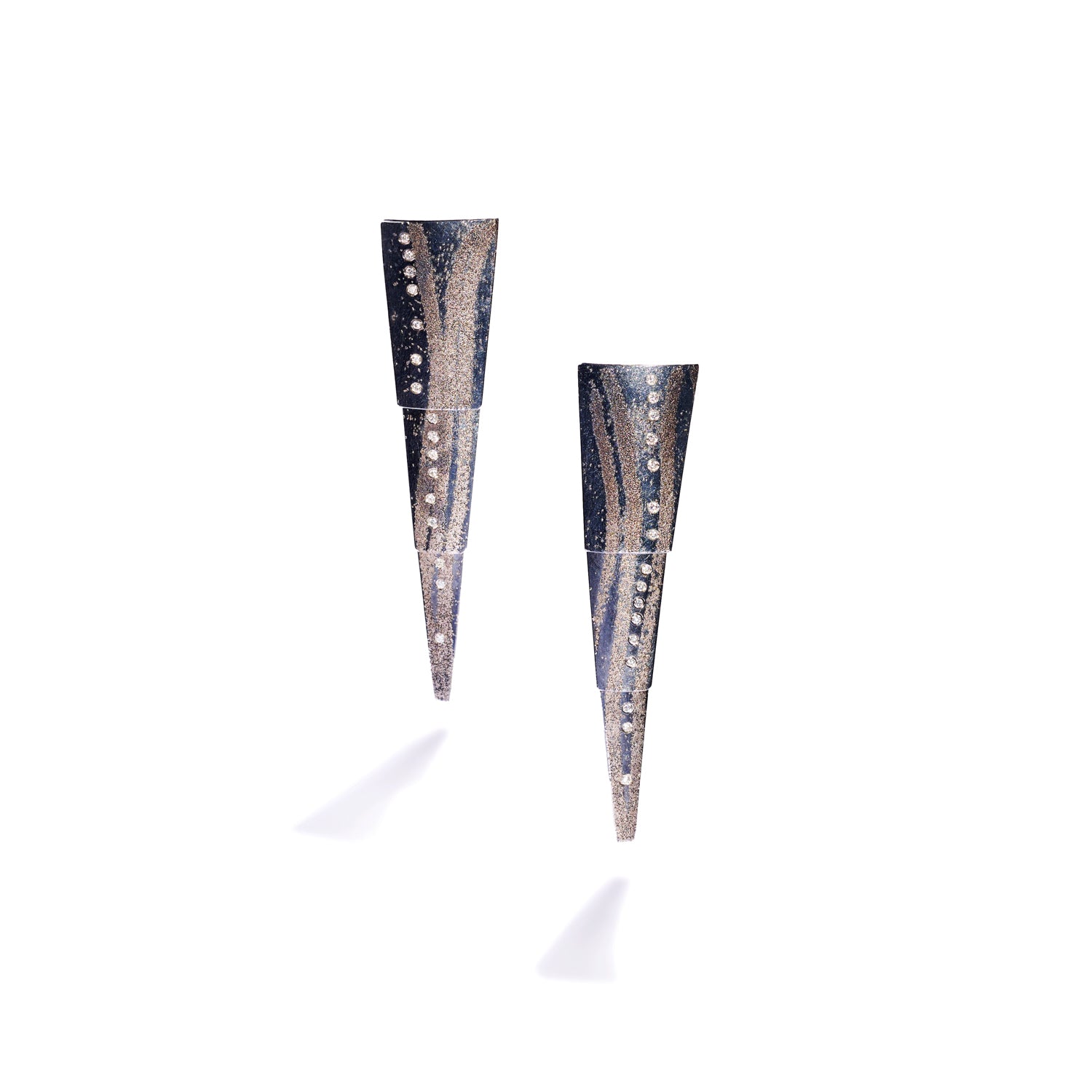 Fused Platinum Triangle Earrings