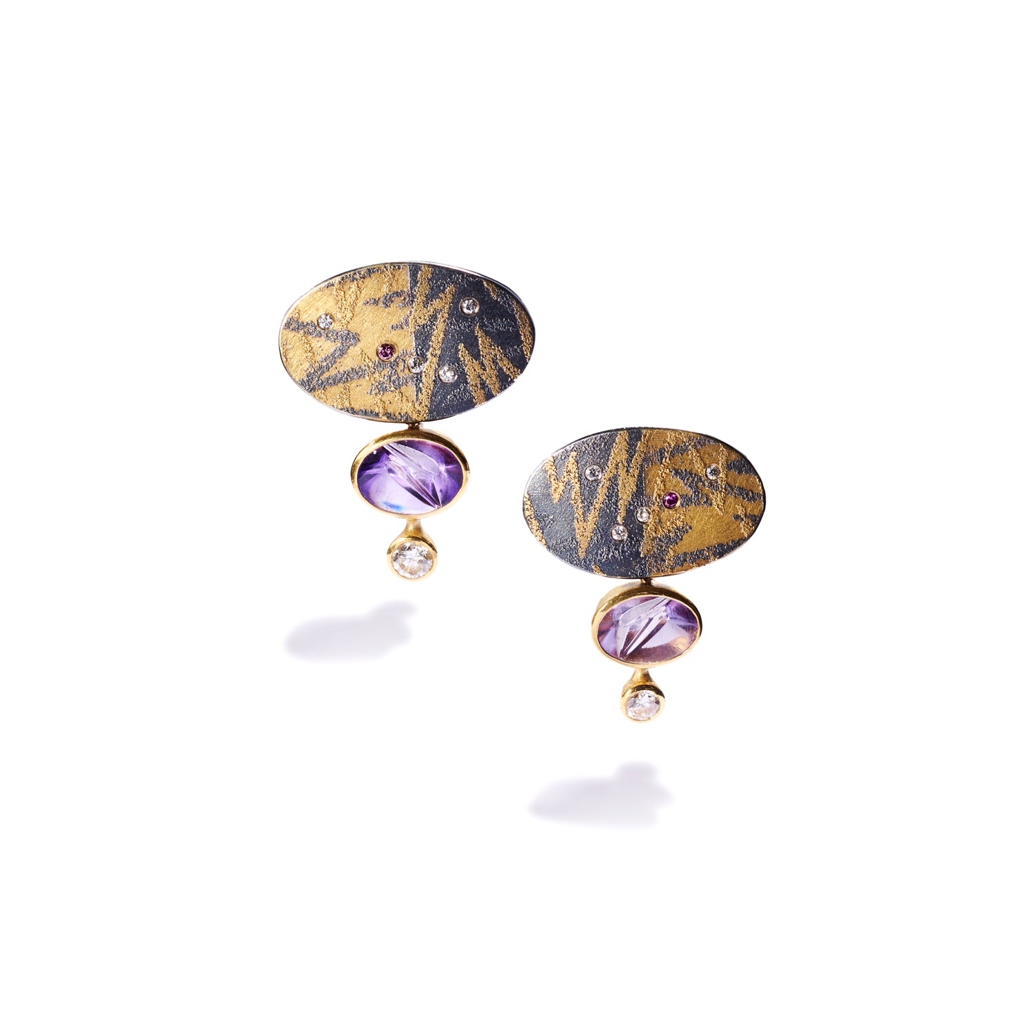 Munsteiner Cut Amethyst Earrings