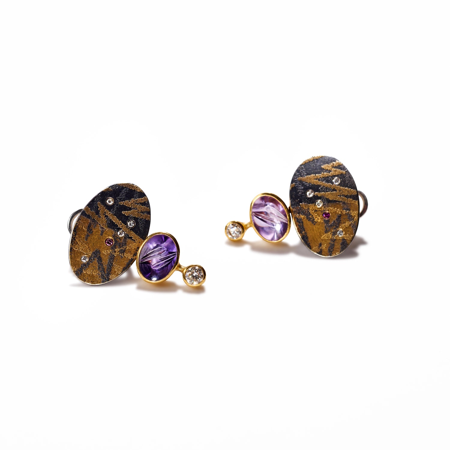 Munsteiner Cut Amethyst Earrings