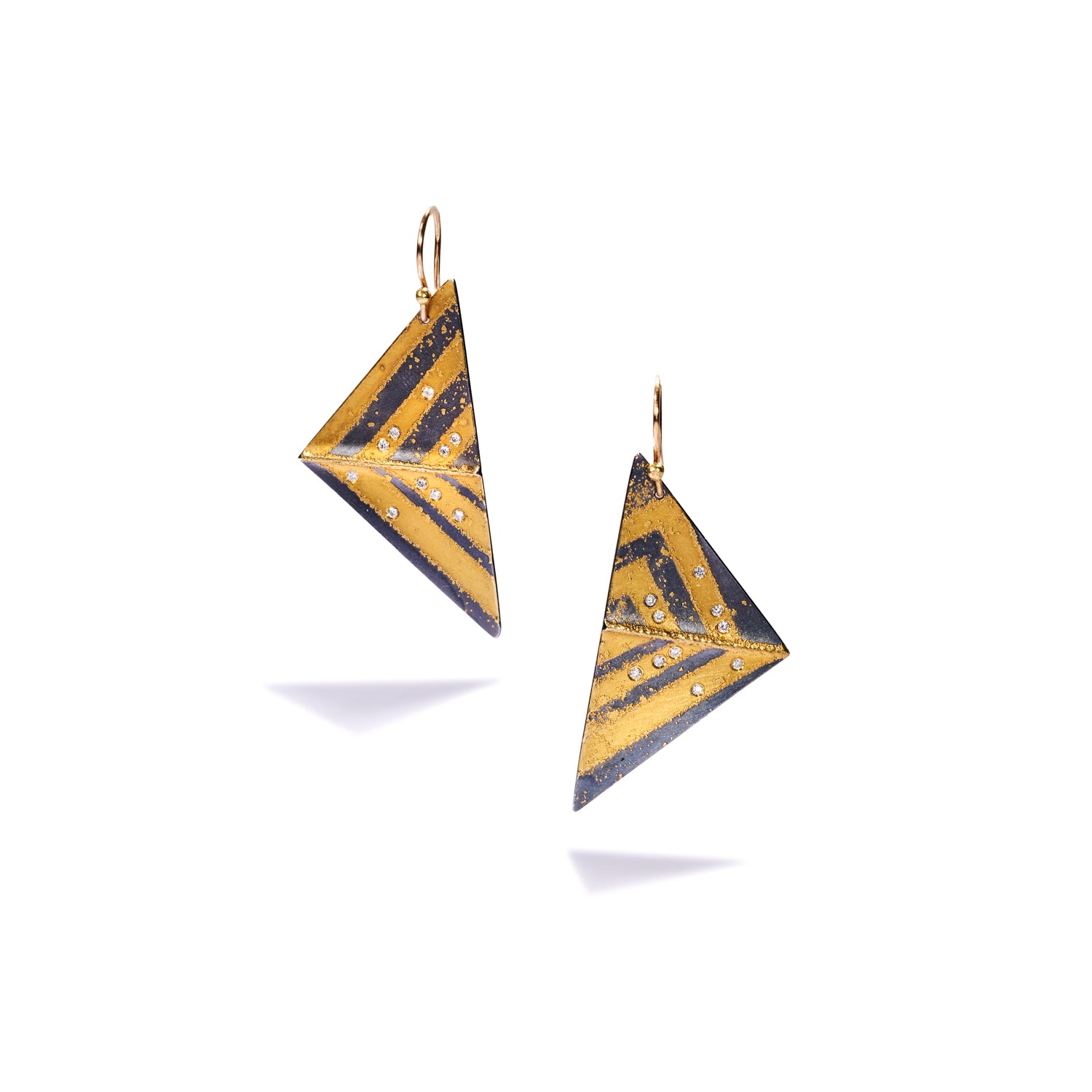 Fused Gold Geometric Earrings