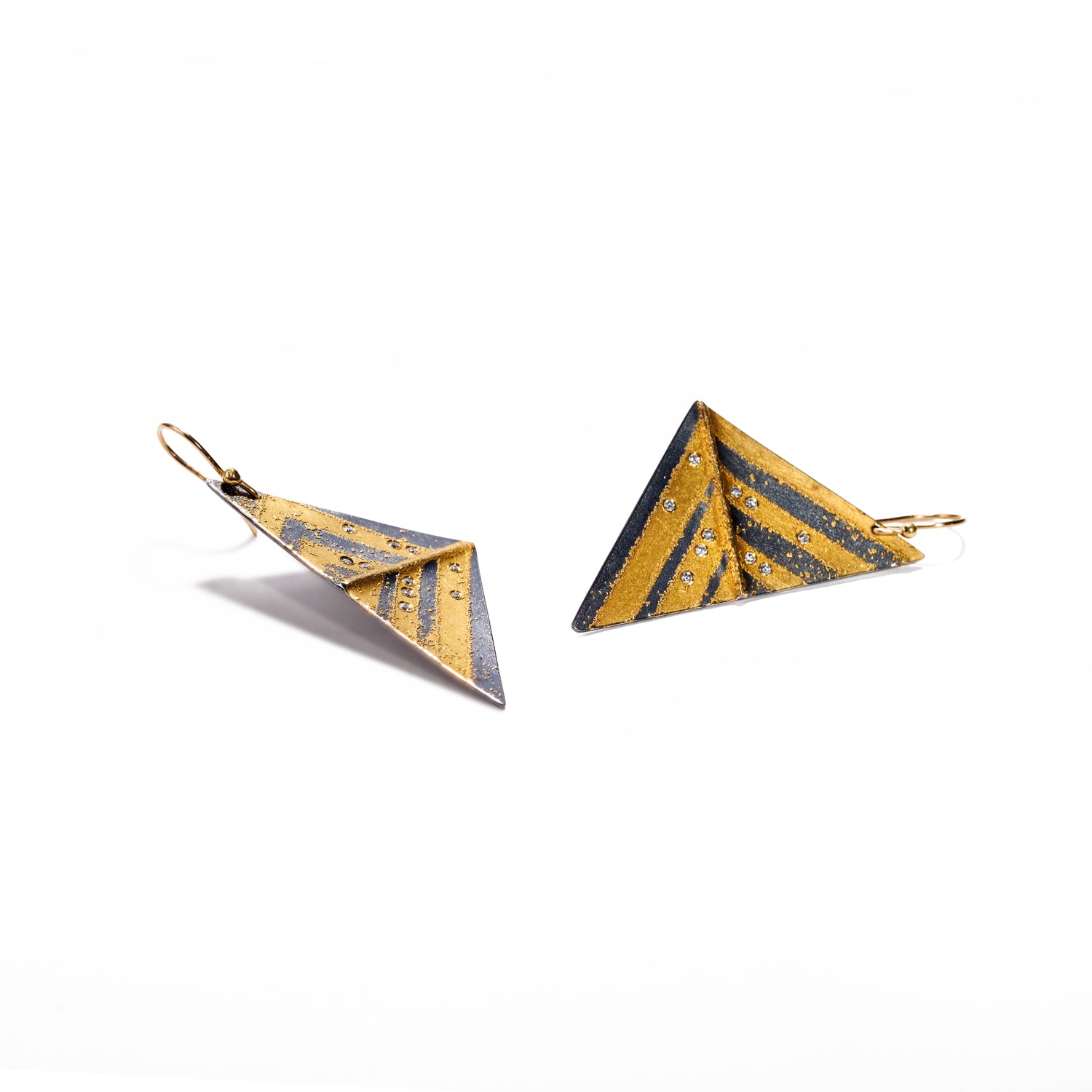 Fused Gold Geometric Earrings