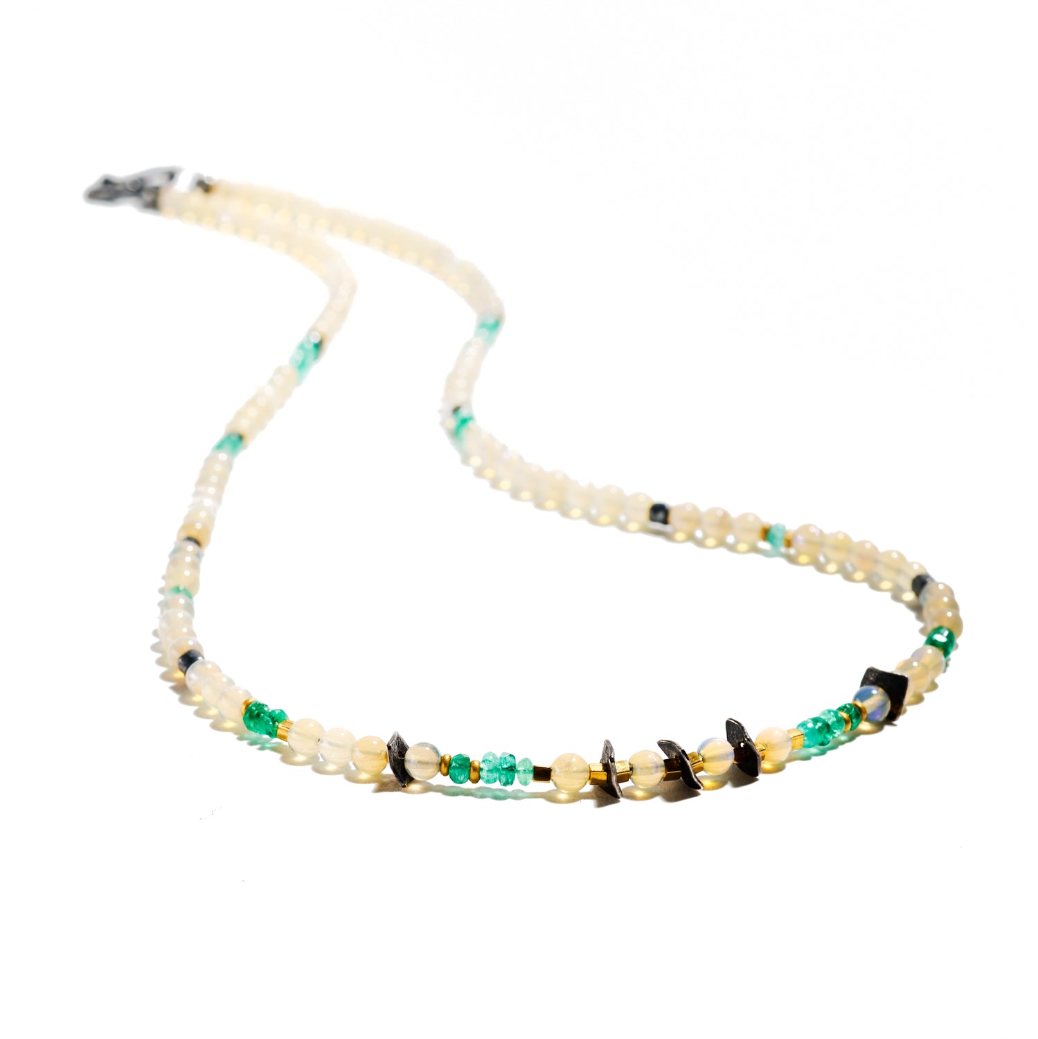 Opal and Emerald Beaded Necklace