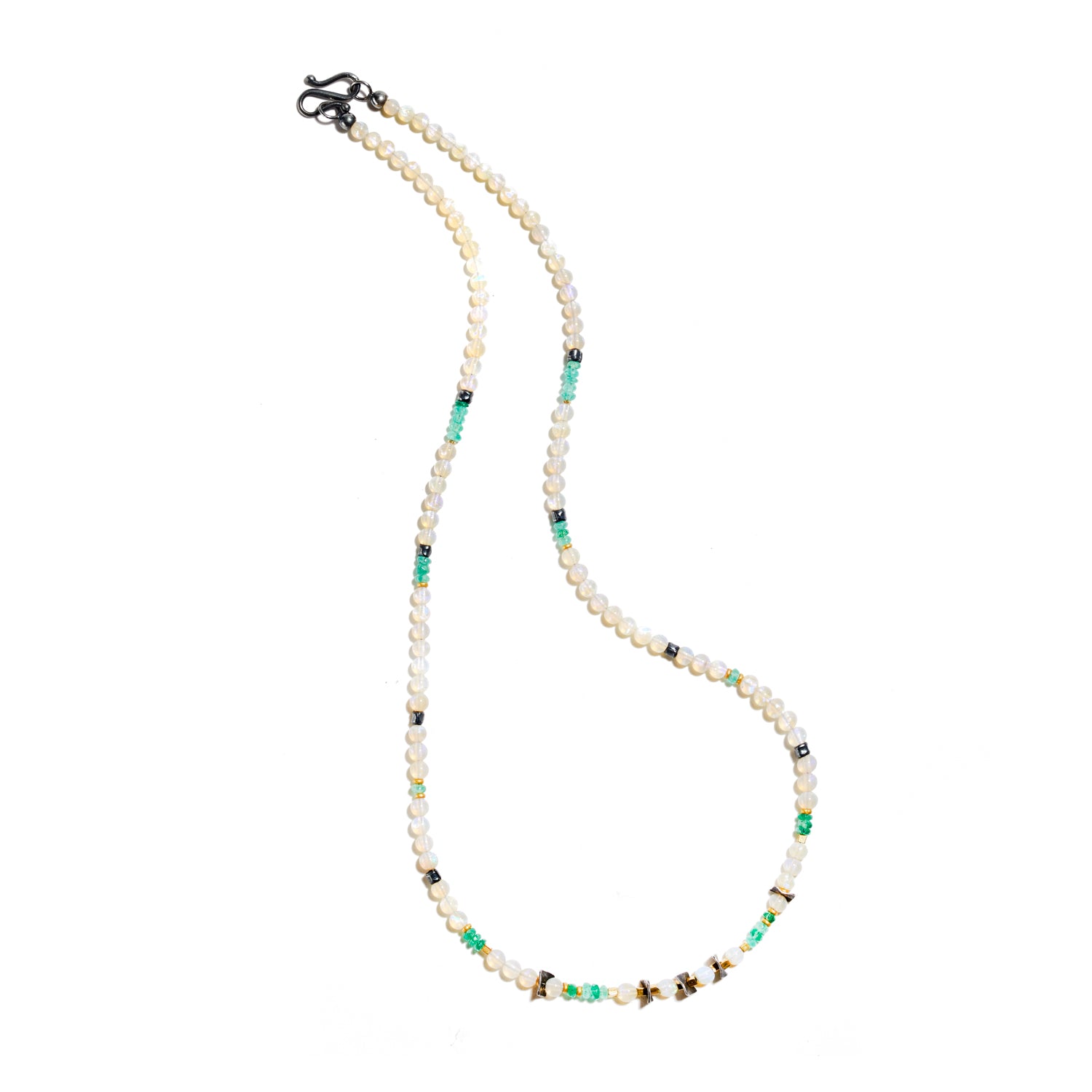 Opal and Emerald Beaded Necklace