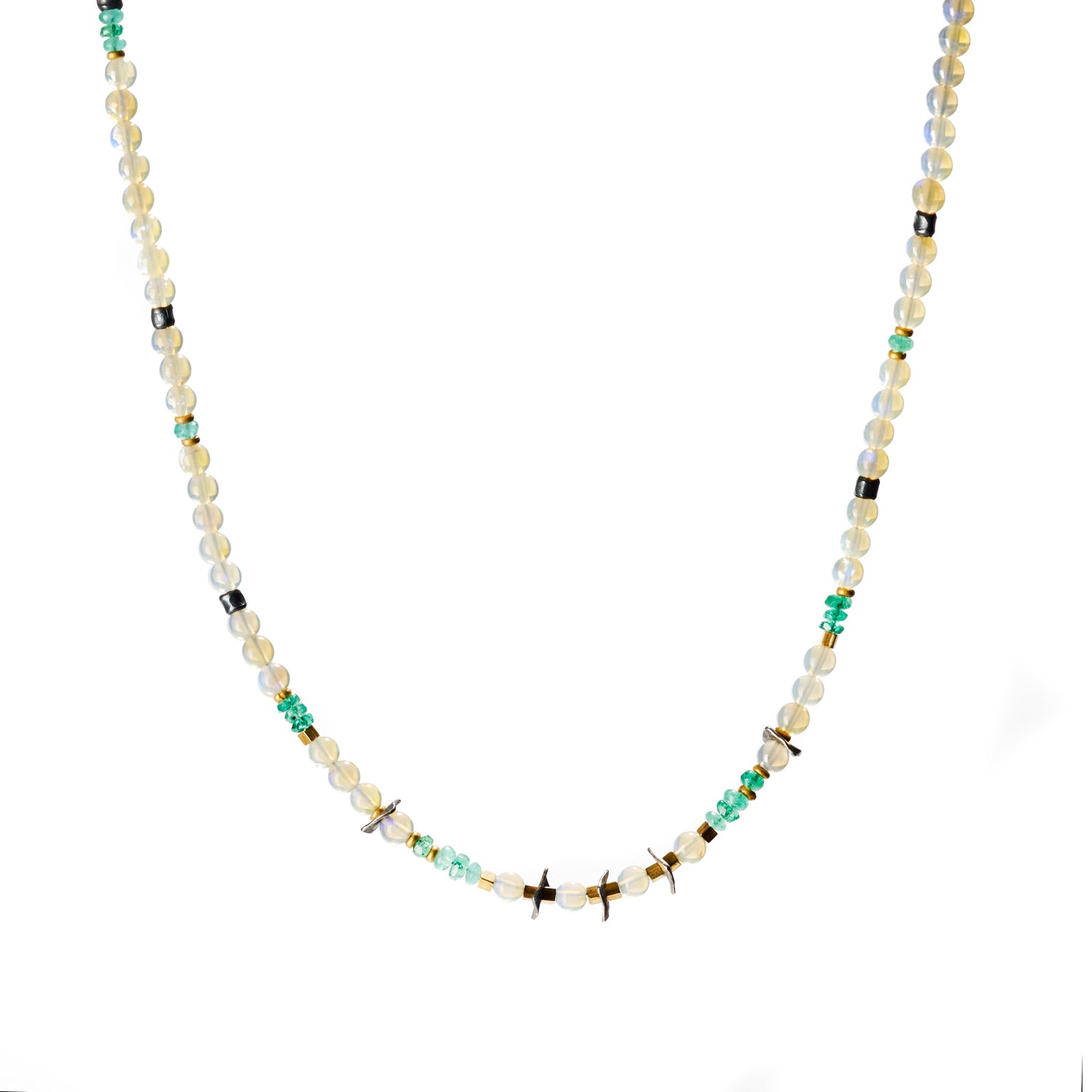 Opal and Emerald Beaded Necklace