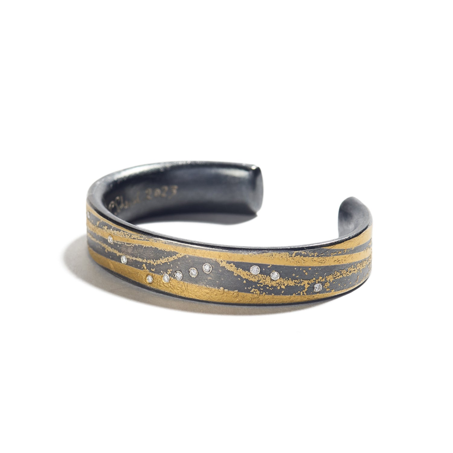 Yellow Gold Waves Thin Cuff