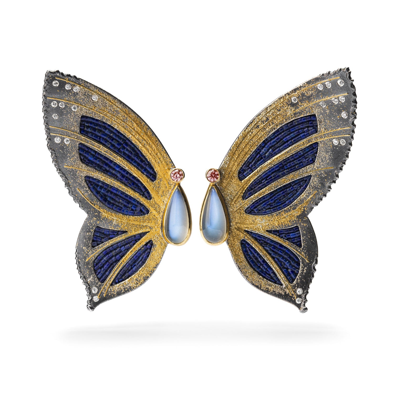 Moonstone and Lapis Luzuli Butterfly Earrings