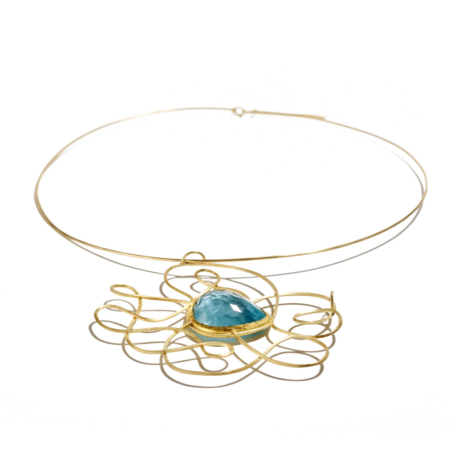 Aquamarine Wire Necklace