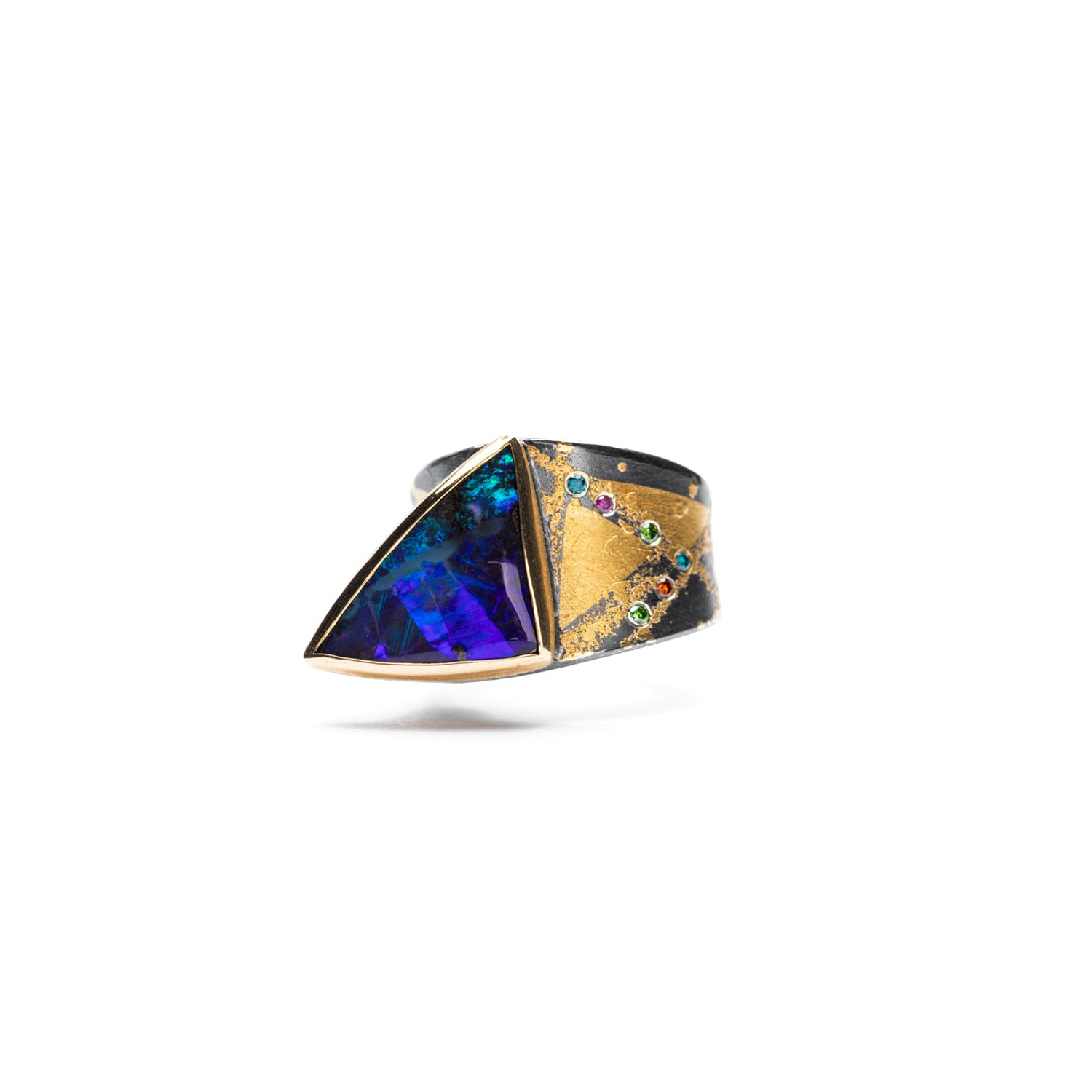 Boulder Opal and Diamond Ring