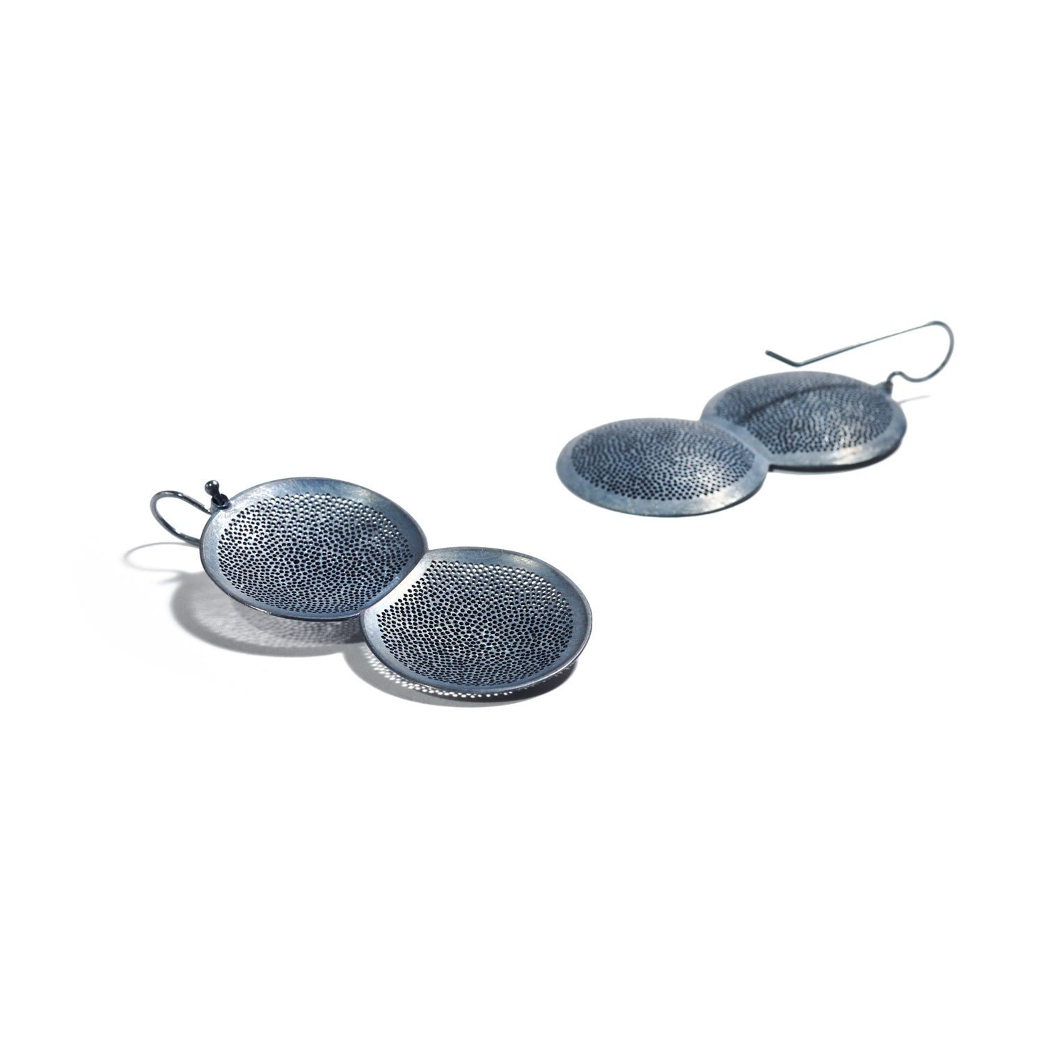 Large Perforated Double Dome Drop Earrings