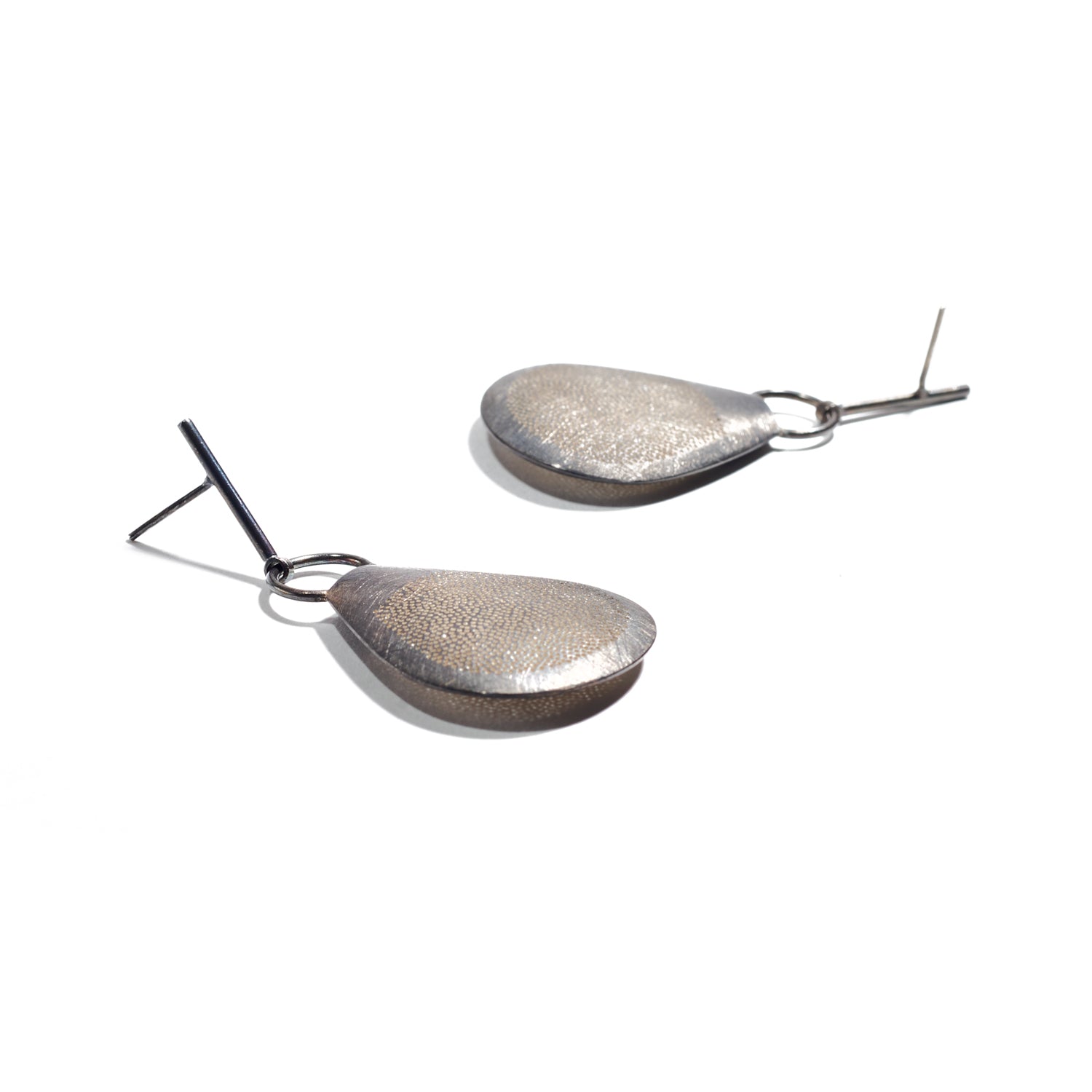 Oxidized Silver Perforated Paddle Earring