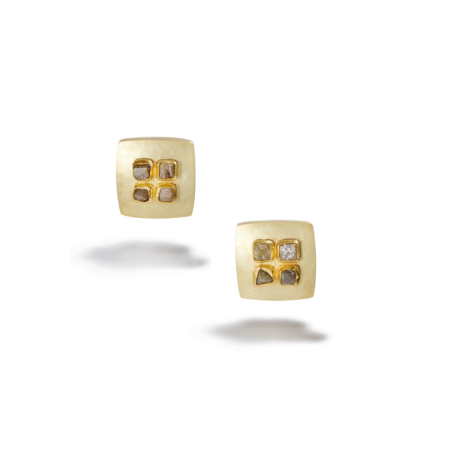 Raw Diamond Square Earrings