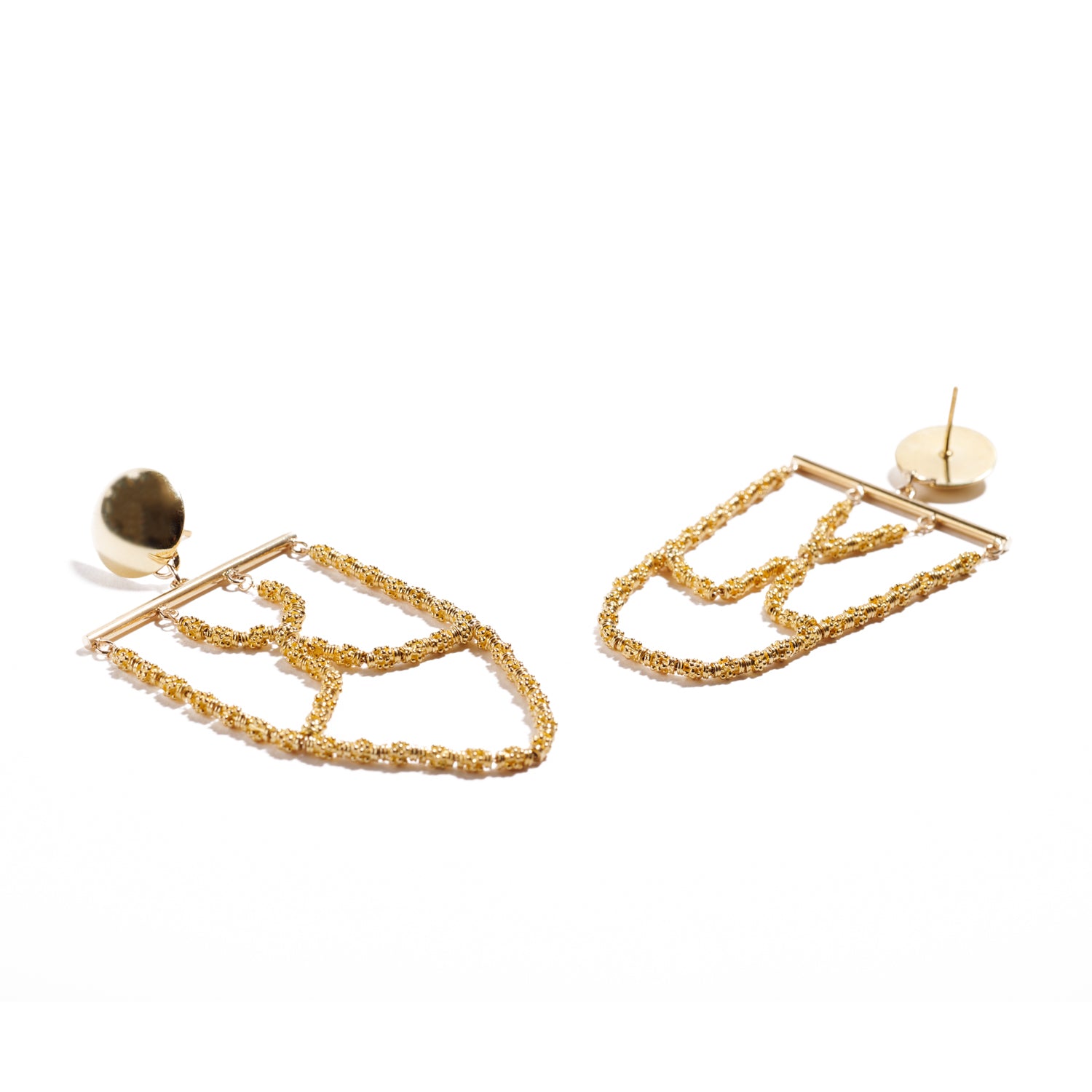 Gold Bead Woven Earrings I