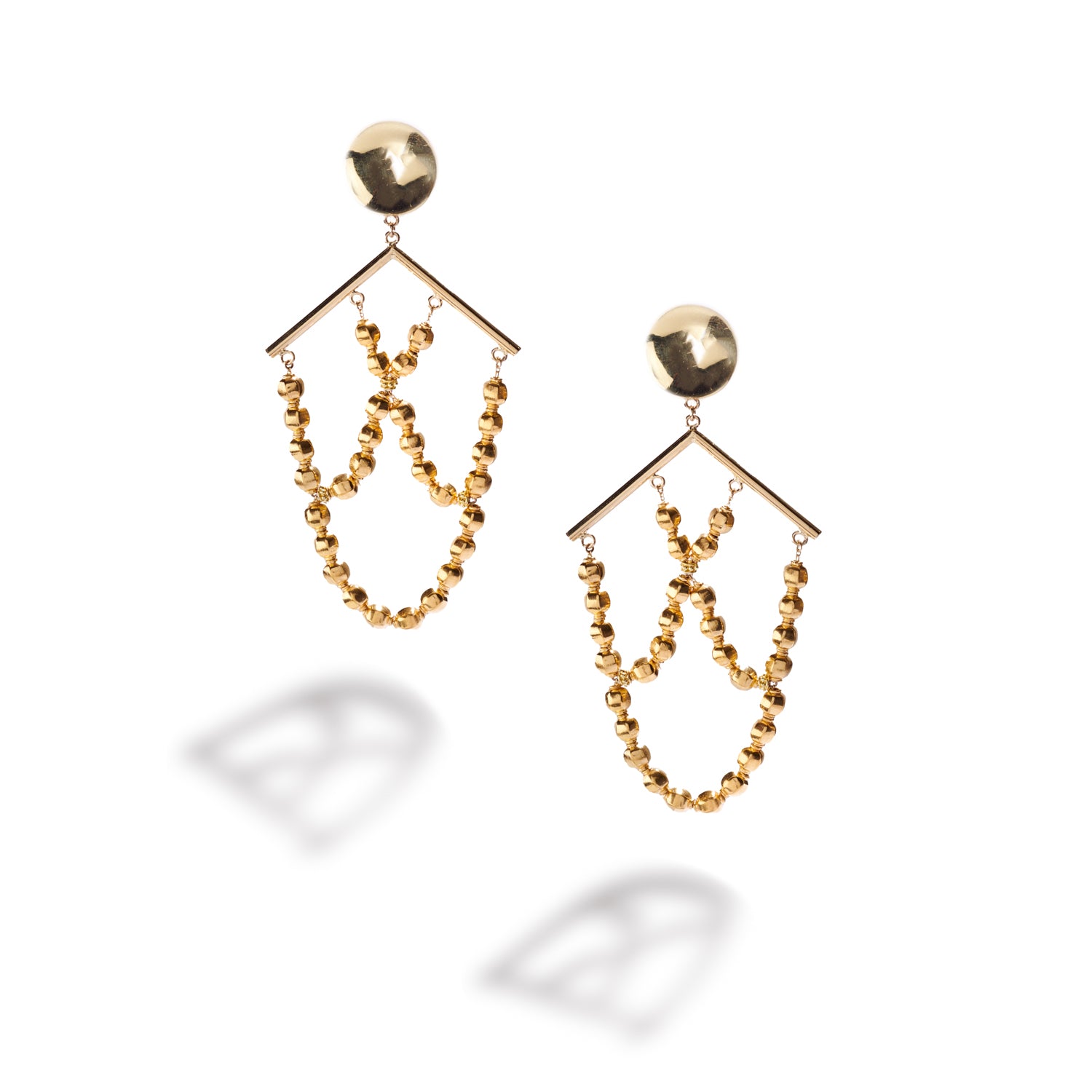 Gold Bead Woven Earrings II