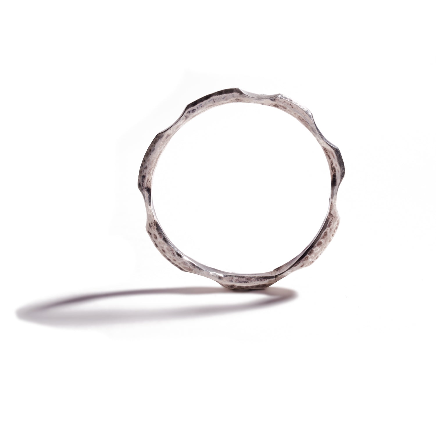 Round Hammered Sterling Silver Bracelet