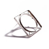 Angled Sterling Silver Square Brooch