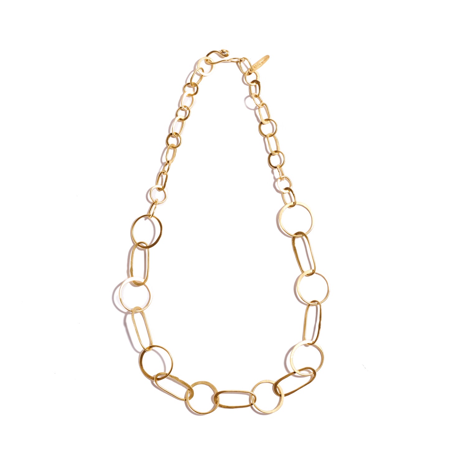 Round and Oval Gold Link Necklace