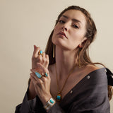 #8 Mine Cabochon Turquoise Elongated Ring