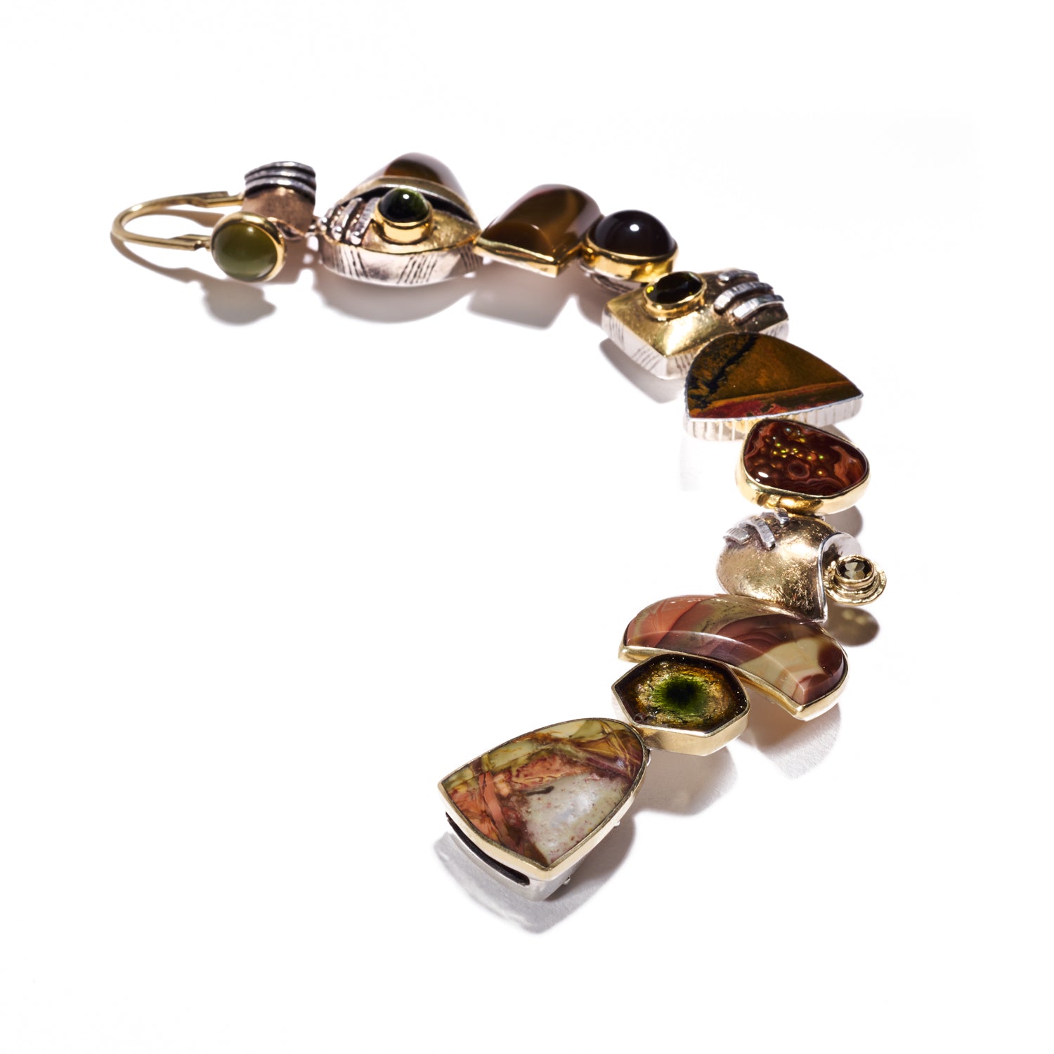 Jasper, Tourmaline, and Brown Moonstone Bracelet