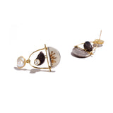 Ebony Owl and Pearl Earrings