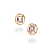 Emerald Cut Pink Sapphire Stud Earrings