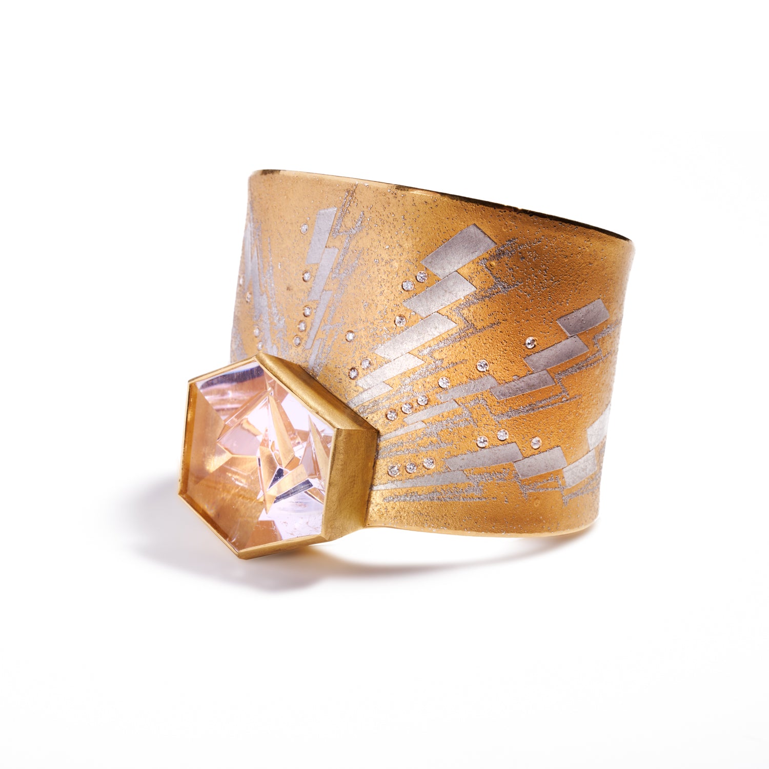 Morganite and Diamond Lightning Cuff