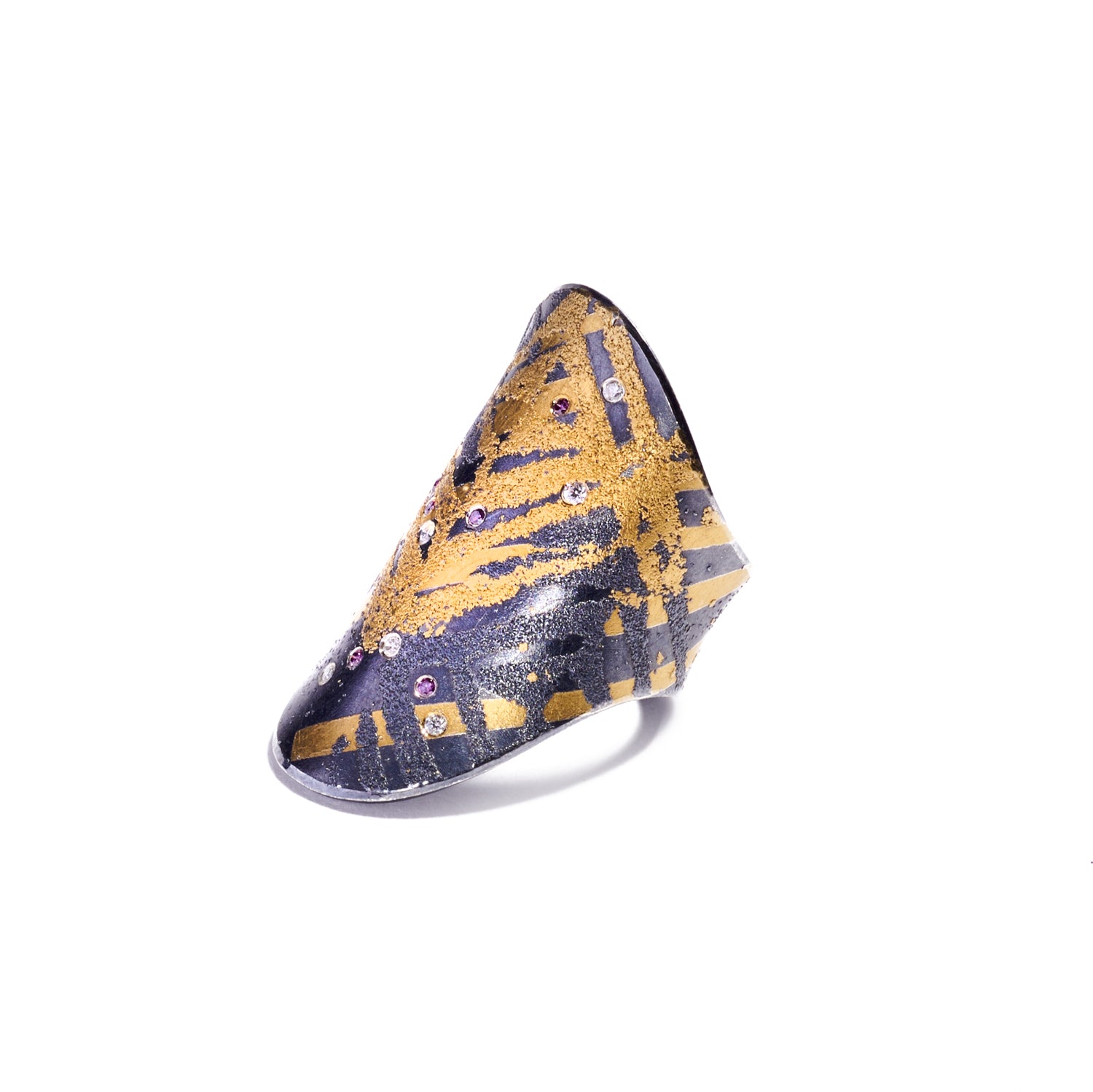 Elongated Fused Gold & Sterling Ring