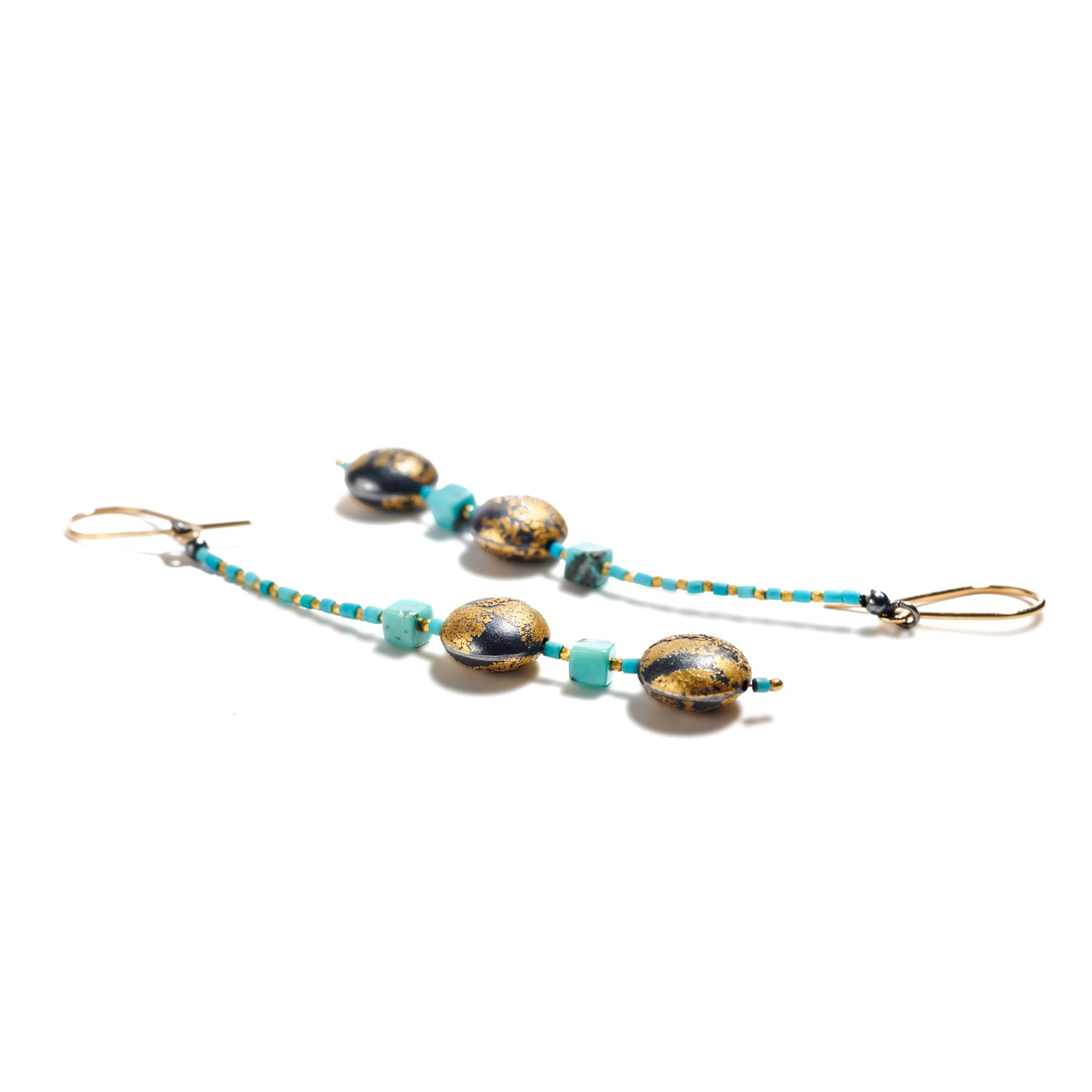 Long Beaded Turquoise Earrings