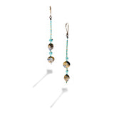 Long Beaded Turquoise Earrings