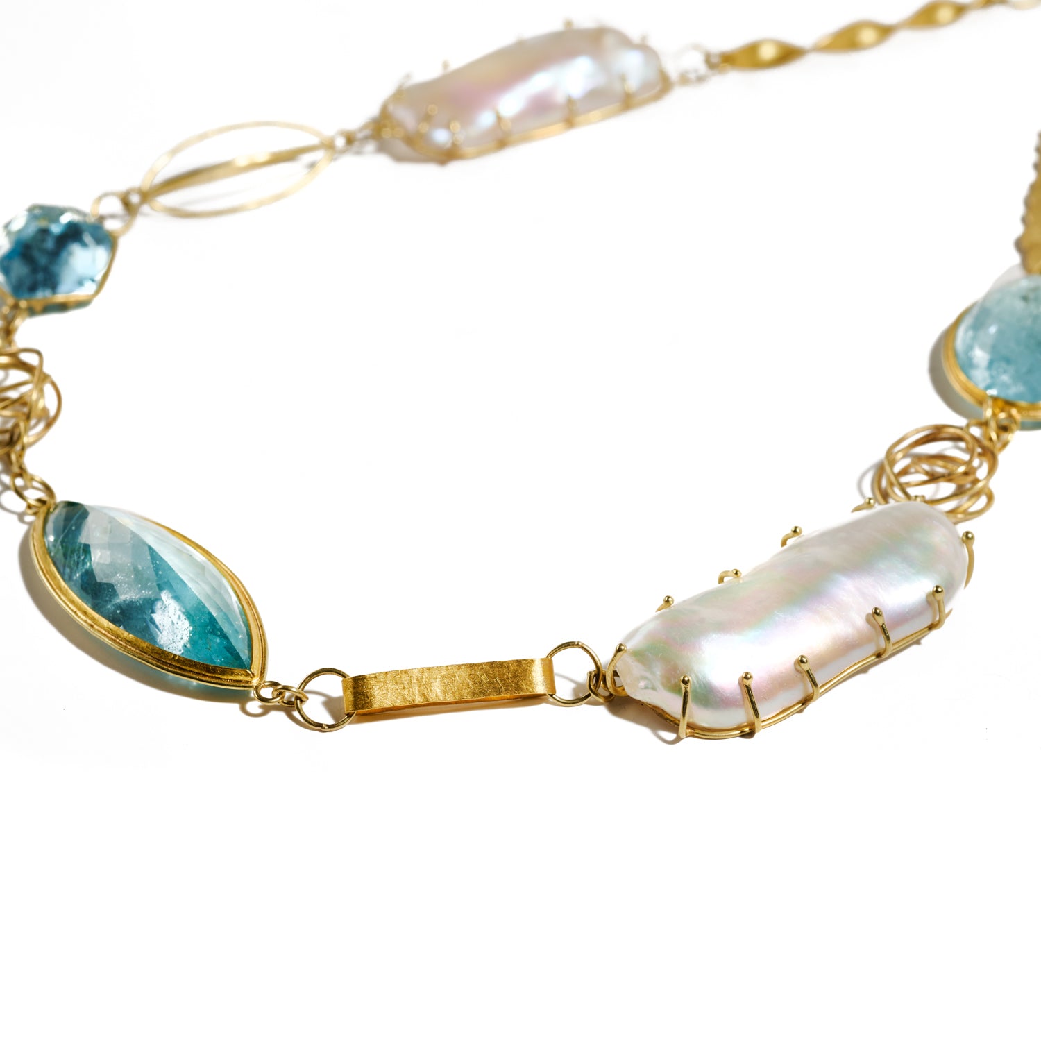 Aquamarine and Pearl Necklace