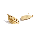 Perforated Gold and Diamond Earrings