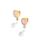 Cabochon Opal and Diamond Earrings