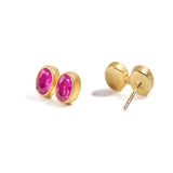 Oval Ruby Drop Earrings