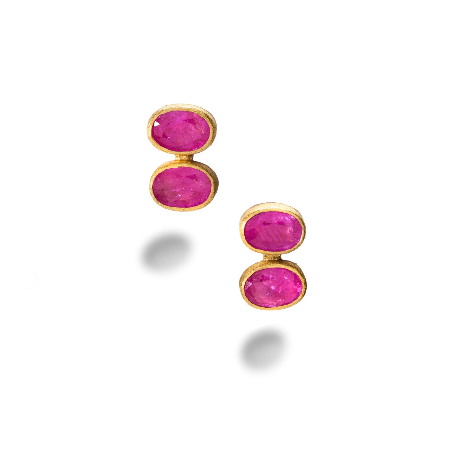 Oval Ruby Drop Earrings