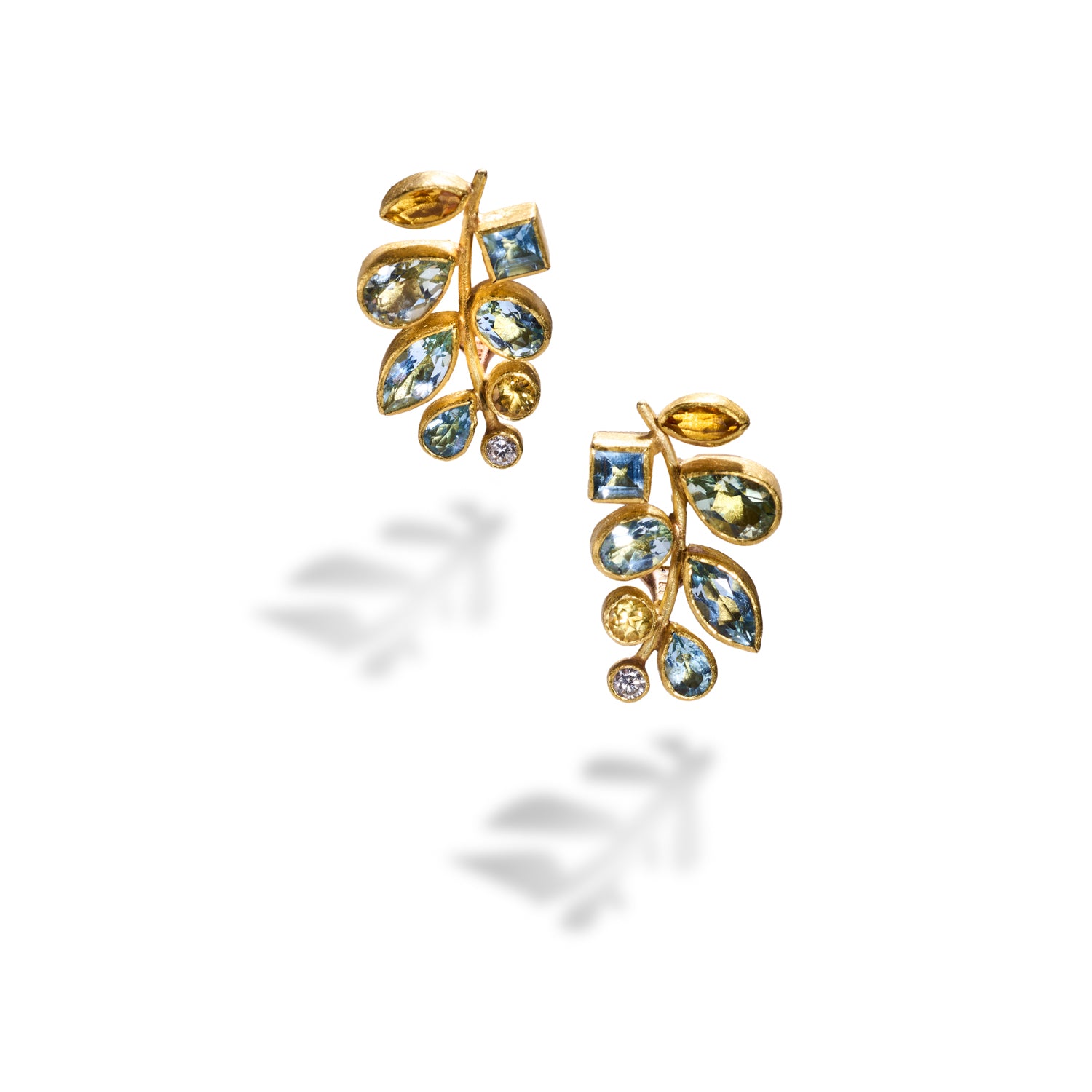 Blue and Yellow Sapphire Earrings