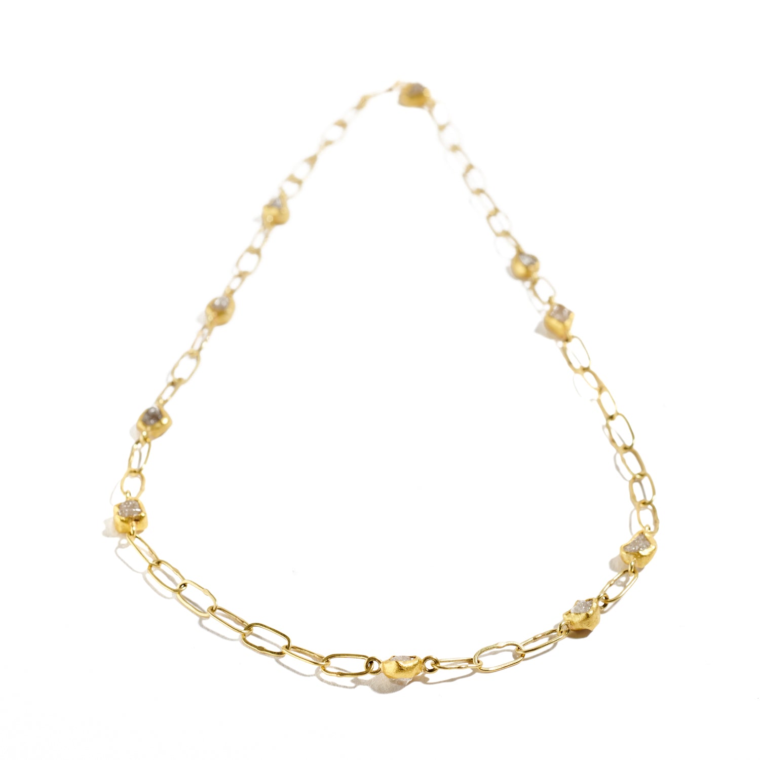 Raw Diamond and Gold Necklace