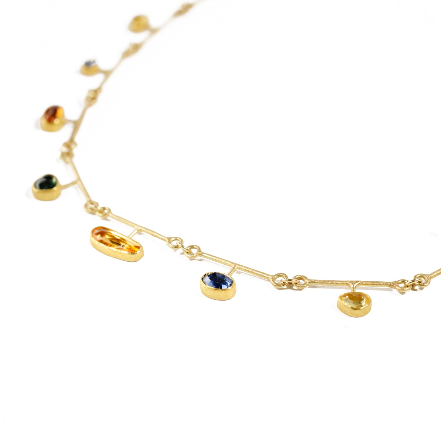 Multicolored Rose Cut Sapphire Necklace