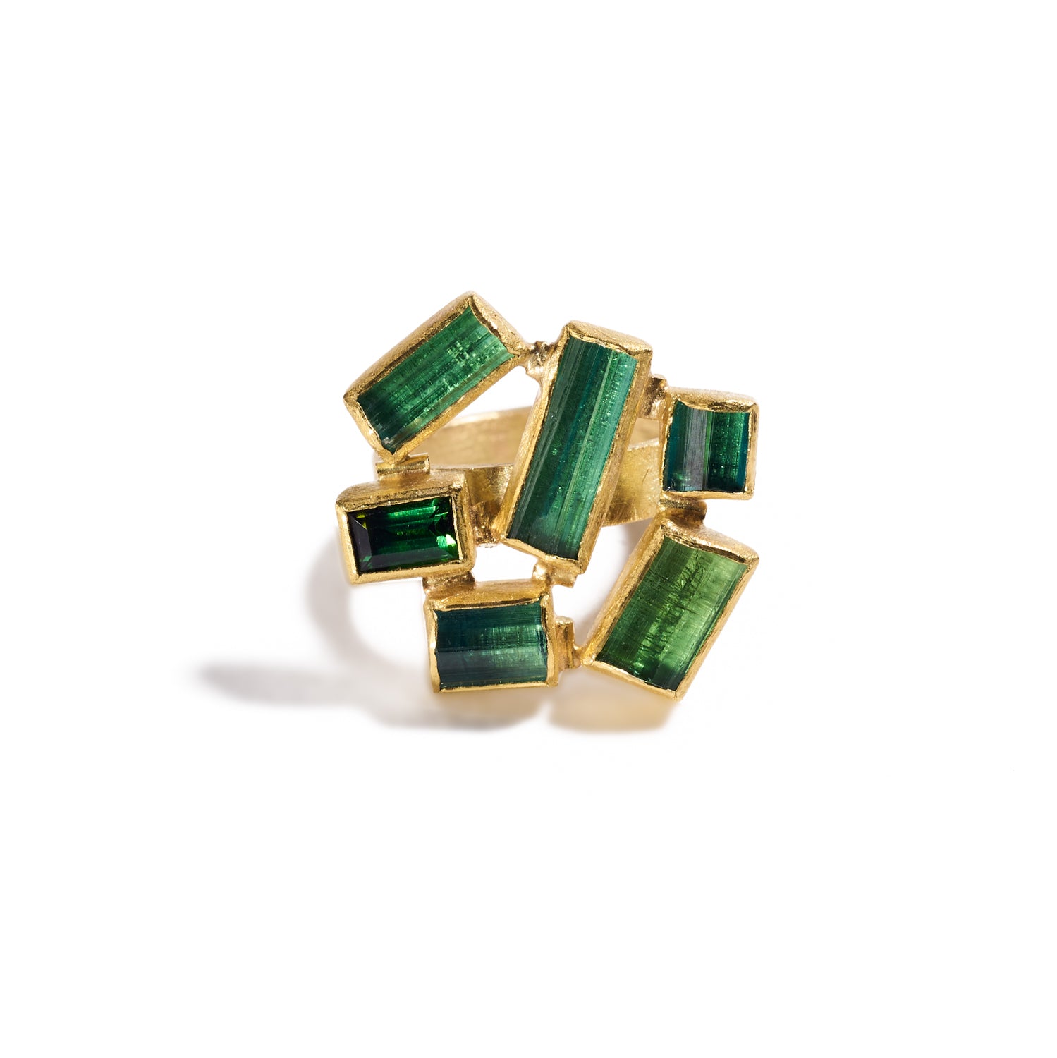 Green Tourmaline Mosaic Ring