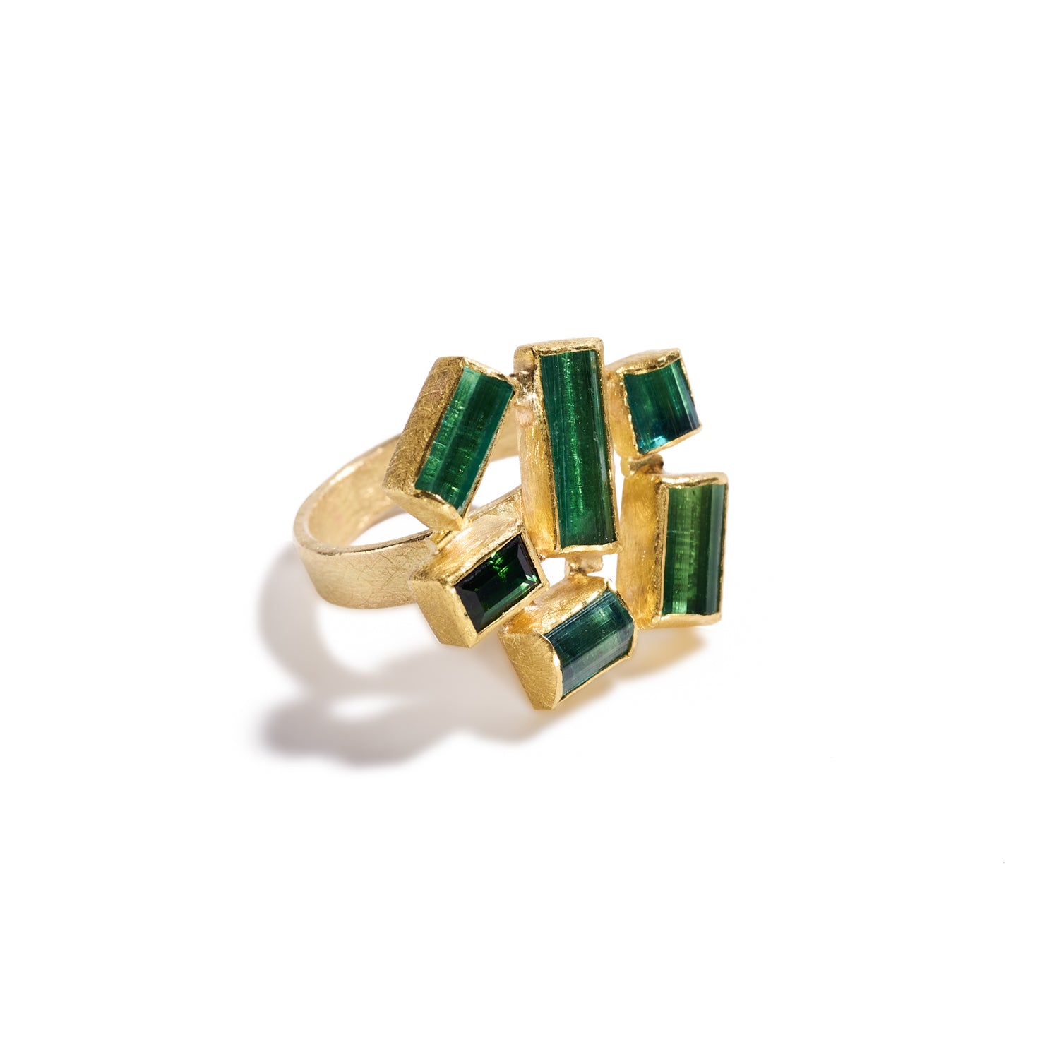 Green Tourmaline Mosaic Ring