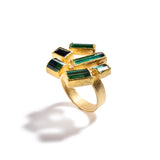 Green Tourmaline Mosaic Ring