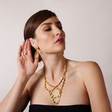 Flower Bead Gold Woven Necklace