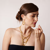 Gold Bead Teardrop Earrings