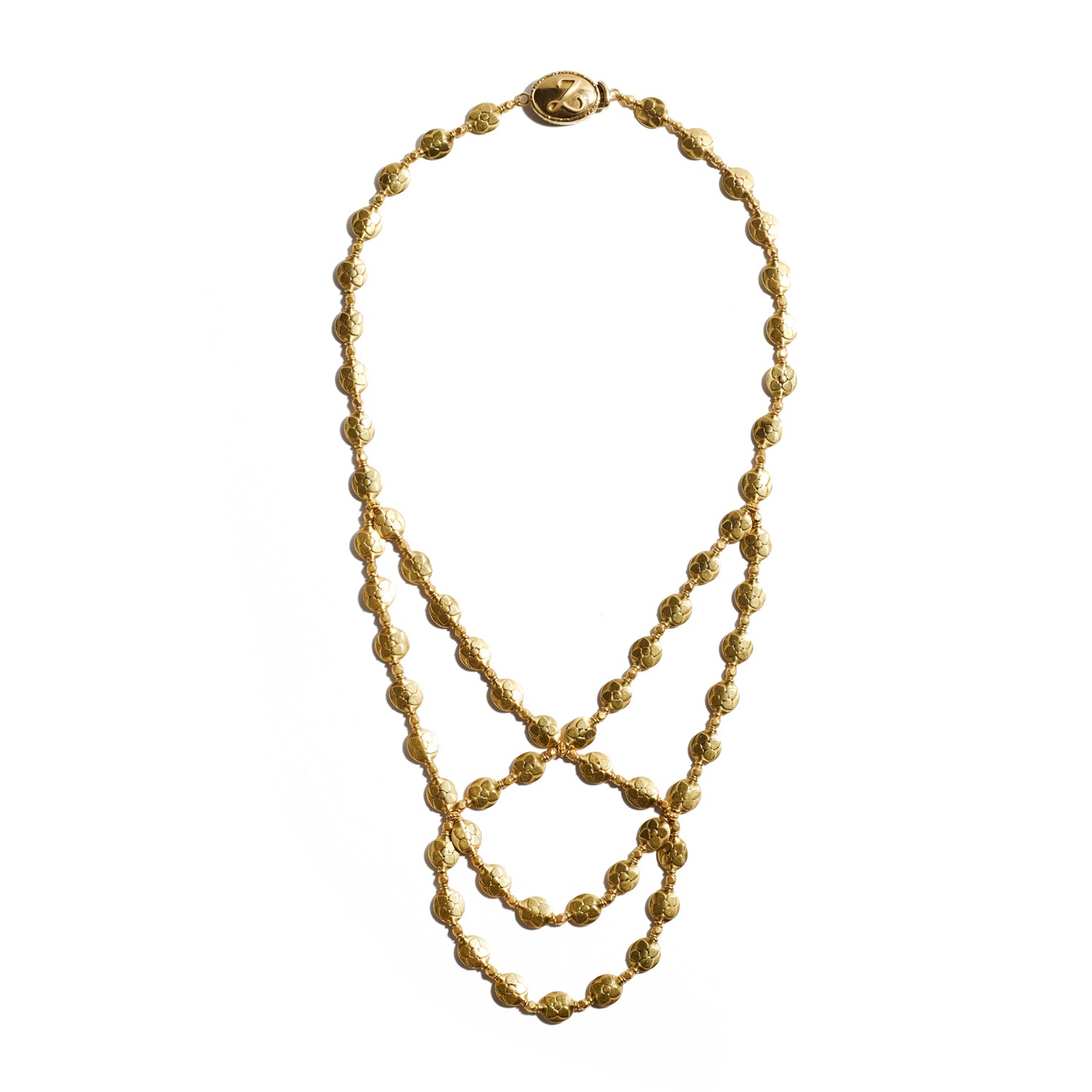 Flower Bead Gold Woven Necklace