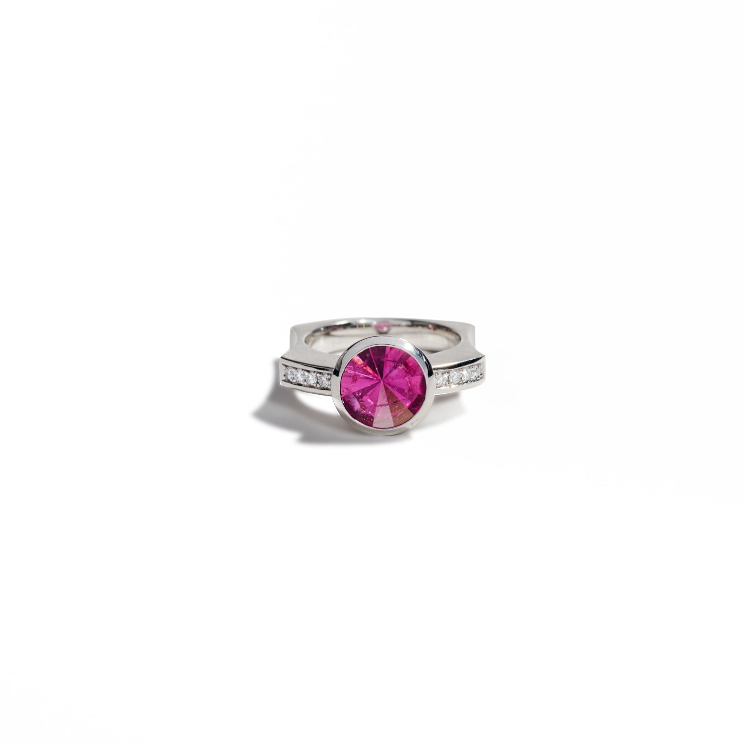 Mirror Cut Pink Tourmaline Ring