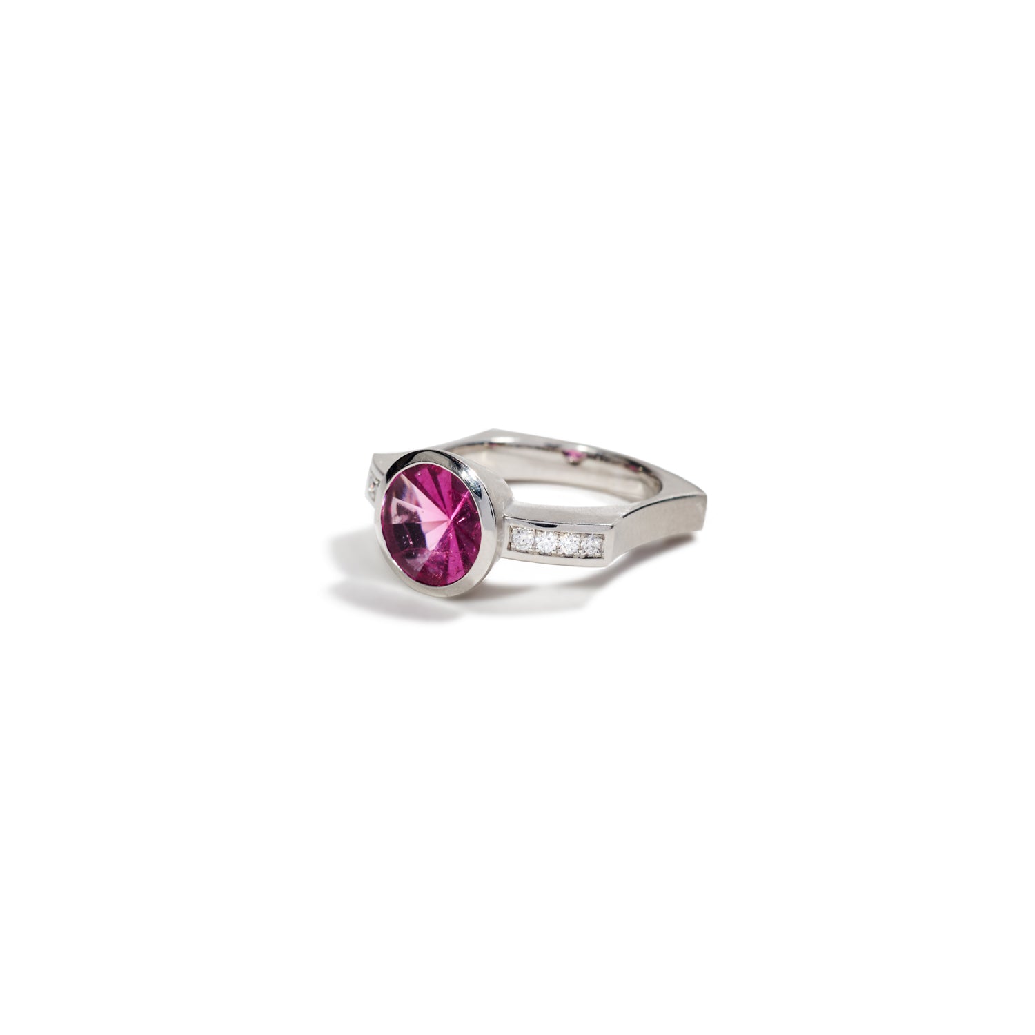 Mirror Cut Pink Tourmaline Ring