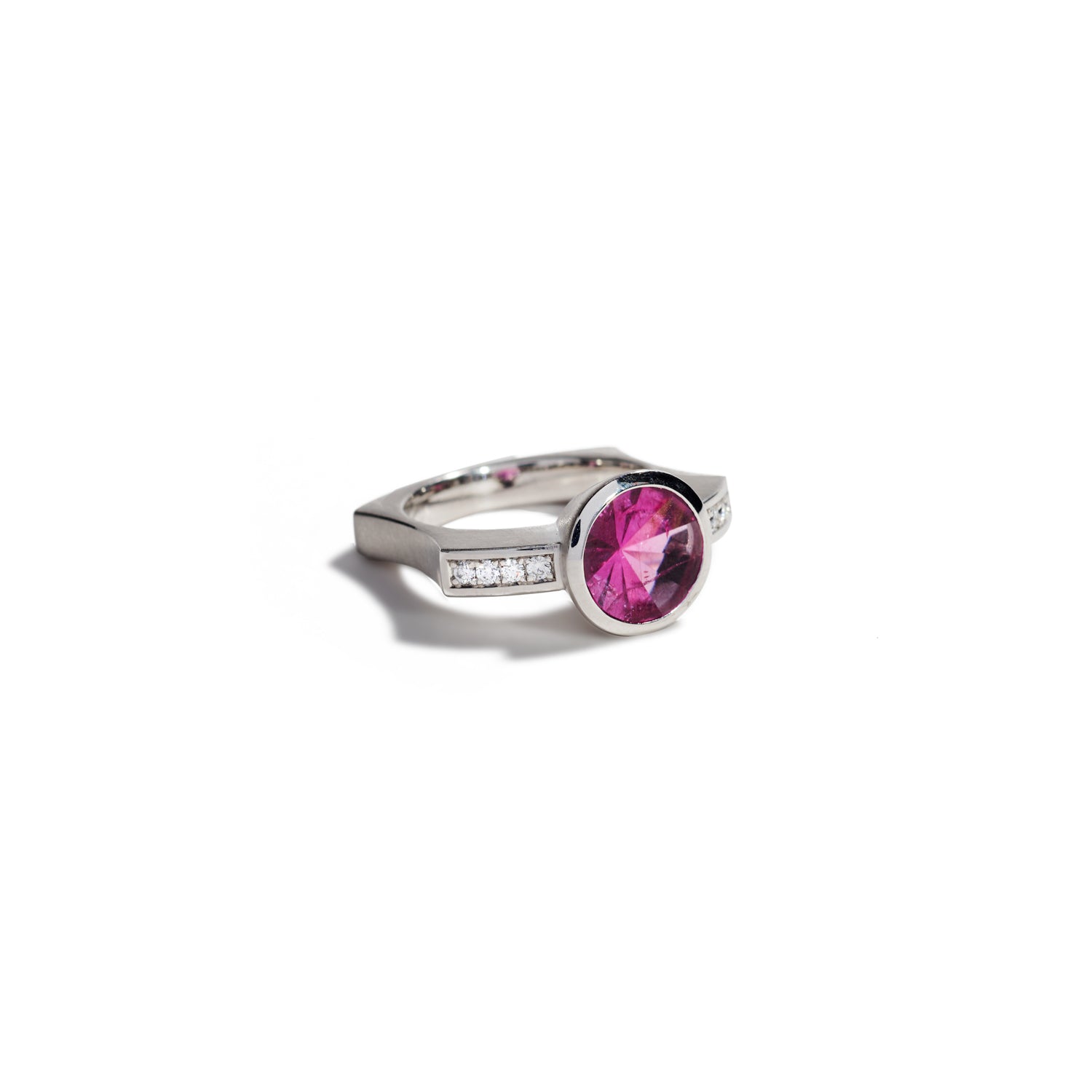 Mirror Cut Pink Tourmaline Ring